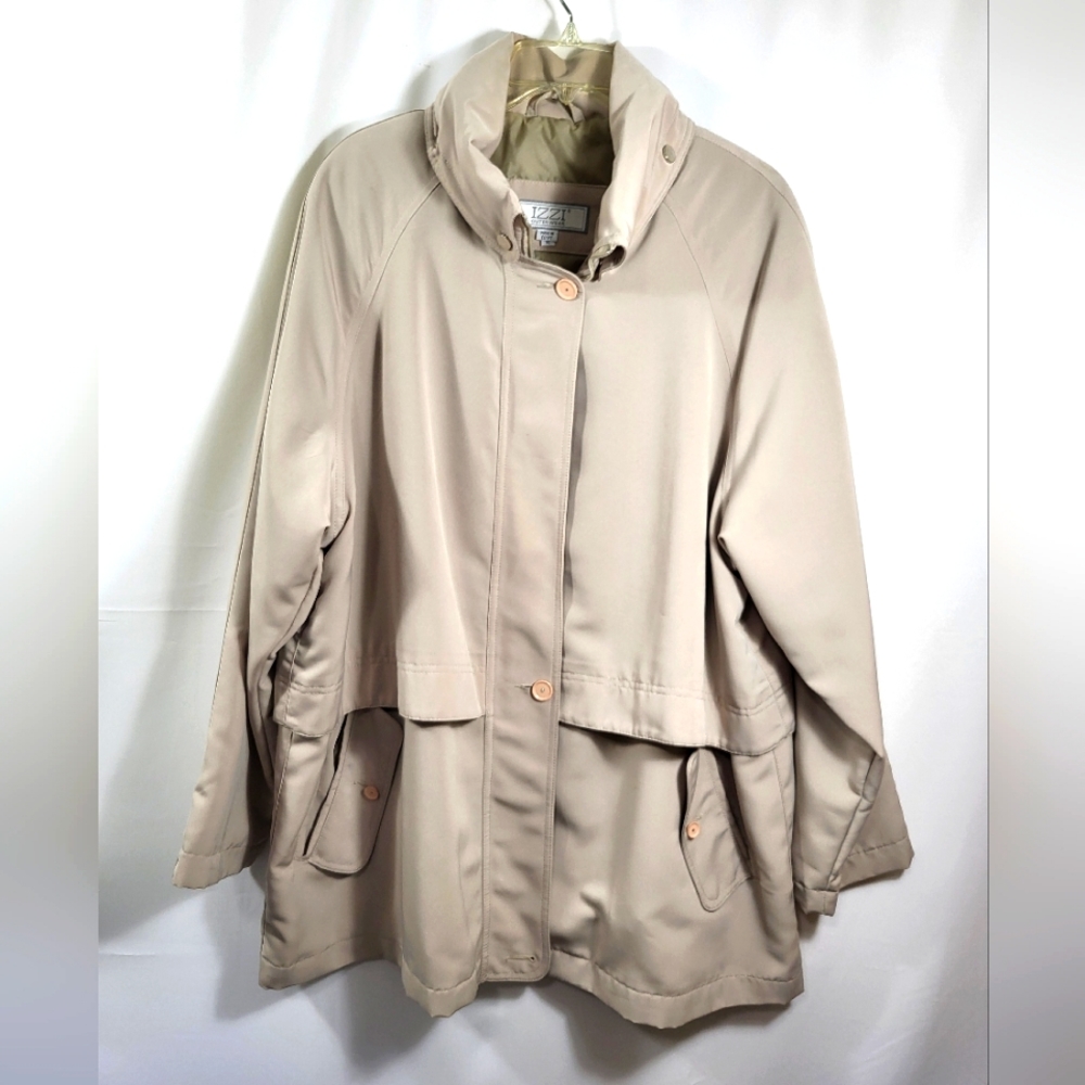 IZZY Outerwear beige trench coat women's XL  #1026